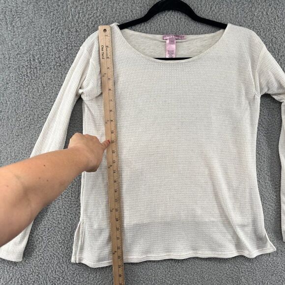 Calypso St Barth Long Sleeve Waffle Knit Top Cream Linen Blend Beachy XS - Picture 6 of 11